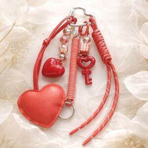 Red Heart Keychain Set